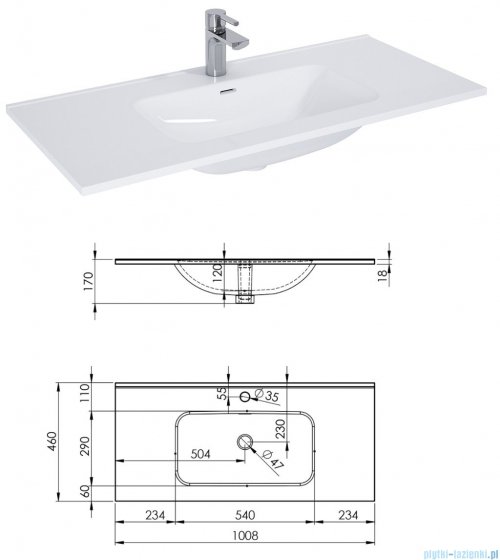 Elita Look szafka z umywalką 100x63x45cm biały mat 167598/145855