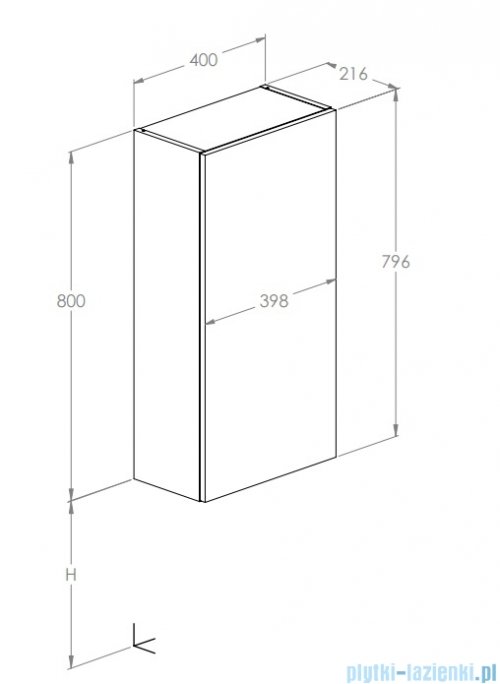 Roca Extra Kolumna łazienkowa niska z 1 drzwiami 80x21x40 NIEBIESKI MAT  A857958538