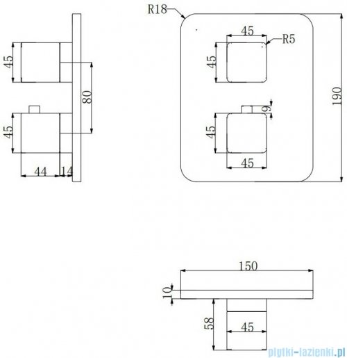 Omnires Parma bateria wannowa podtynkowa termostatyczna czarna PM7436BL