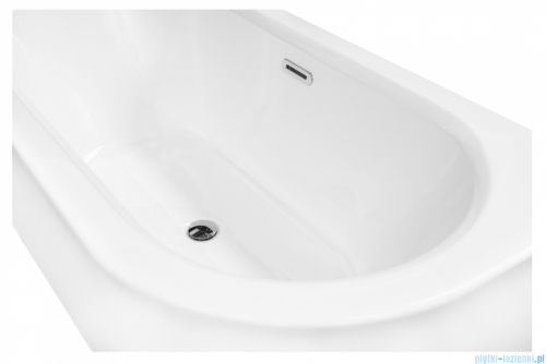 Besco Avita A-line 170x75cm wanna wolnostojąca przyścienna lewa akrylowa + syfon klik-klak biały z przelewem slim #WAA-170ALBS