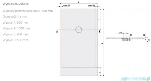 Sanplast Structure Mineral B-M/STRUCTURE brodzik prostokątny 80x160x1,5 cm mat czerni 645-360-0390-59-010