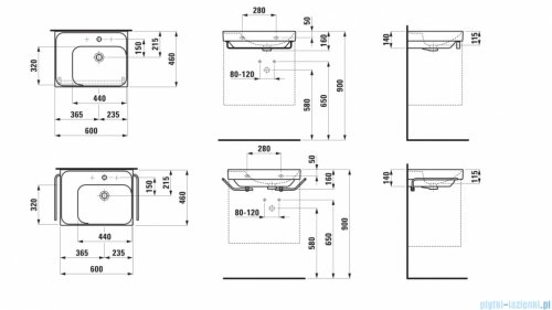 Laufen Meda umywalka ścienna 60x46cm czarny mat  H8171127161041