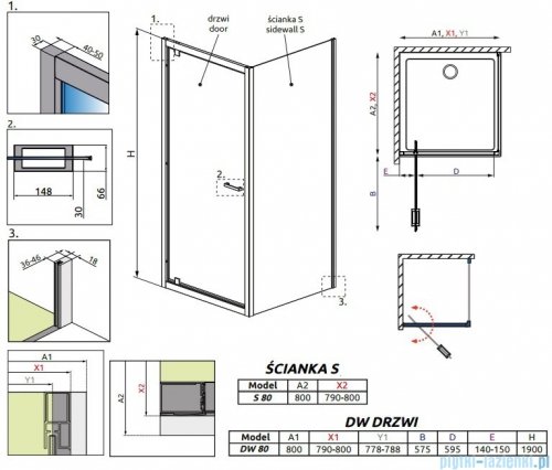 Radaway Twist DW+S Kabina prysznicowa 80x80 szkło przejrzyste 382001-01/382011-01