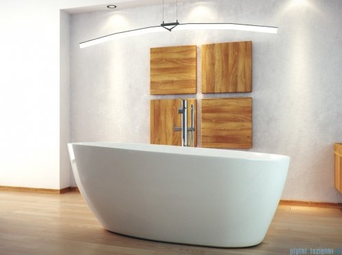 Besco Goya XS 142x62cm wanna wolnostojąca konglomeratowa MATOWA + syfon klik-klak biały czyszczony od góry #WMMB-140GKW