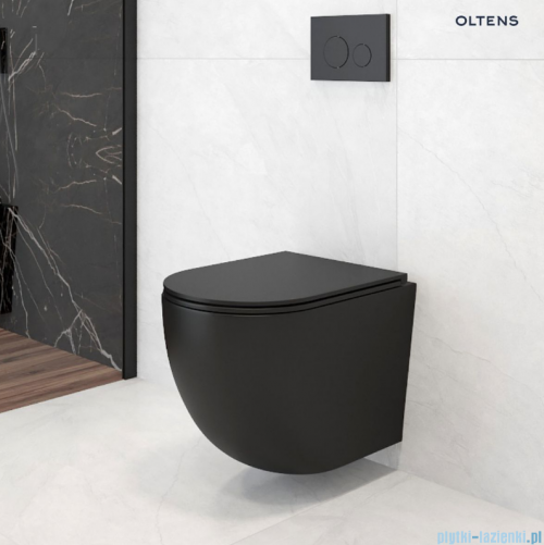 Oltens Hamnes miska WC wisząca PureRim czarny mat z powłoką SmartClean z deską wolnoopadającą 42514300