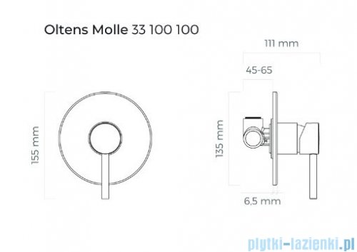 Oltens Molle bateria prysznicowa podtynkowa czarny mat 33100300