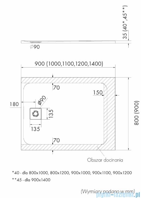 Schedpol Schedline Magnific brodzik prostokątny Black Stone 120x80x3,5cm 3SP.M1P-80120/C/ST-M9/C/ST