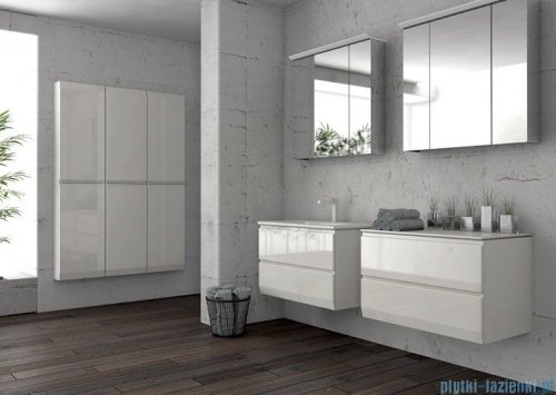 Oristo Brylant szafka podumywalkowa wisząca Ryflowana 120x25x45 biały mat OR36-SD1S-120-2R