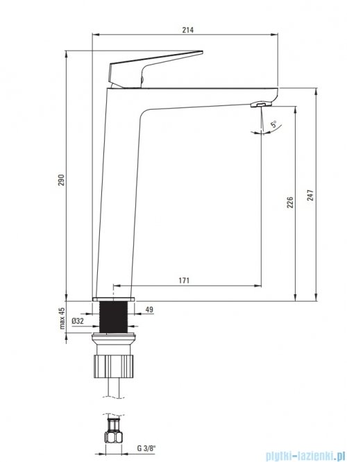Deante BLUR Bateria umywalkowa wysoka nero BQL_N20K