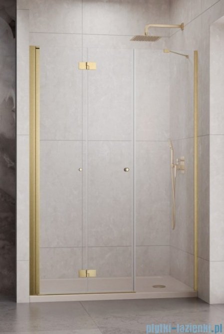 Radaway Nes Brushed Gold DWSB drzwi wnękowe 150cm W4 lewe złoto szczotkowane szkło przejrzyste 10044950-99-01L/10045550-01-01