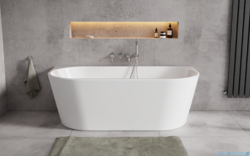 Besco Vica New wanna 150x80cm wolnostojąca przyścienna z odpływem klik-klak złoty #WAS-150VNZO