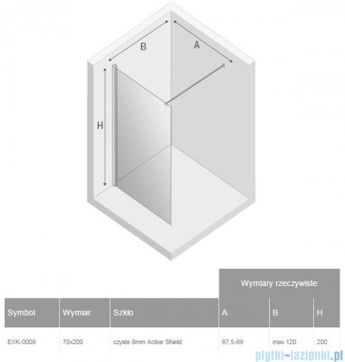 New Trendy New Modus kabina Walk-In 70x200 cm przejrzyste EXK-0008