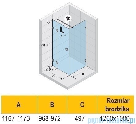 Riho Scandic NXT X203 kabina prysznicowa prawa 120x100cm czarna G001068121