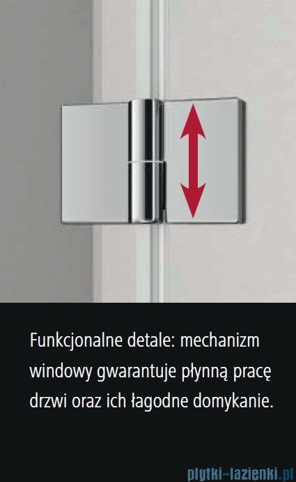 Kermi Osia Drzwi wnękowe z polem stałym, prawe, szkło przezroczyste OsiaClean, profile srebrne 80x200cm OSSFR08020VPK