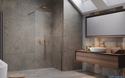 Radaway Modo X Brushed Copper II kabina Walk-in 145x200 szczotkowana miedź/przejrzyste 10mm 389345-93-01