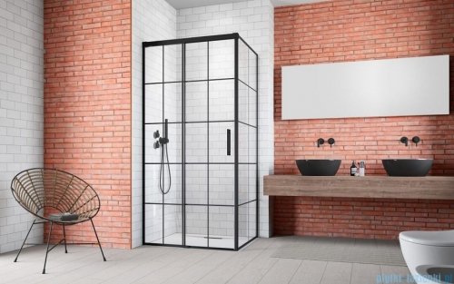 Radaway Idea Black Kdj Factory kabina prysznicowa 140x110 lewa czarny mat/szkło przejrzyste 387044-54-55L/387053-54-55R