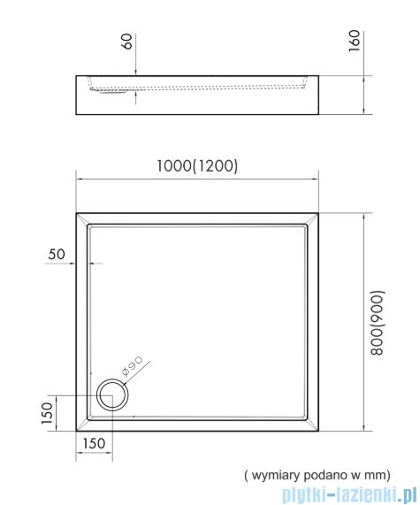 Schedpol Schedline Favory Plus brodzik prostokątny 120x90x16cm Biały 3ST.F1P-90120