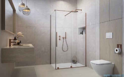 Radaway Furo Kdj Brushed Copper kabina 90x70cm prawa szczotkowana miedź 10104472-93-01R/10110430-01-01/10113070-01-01