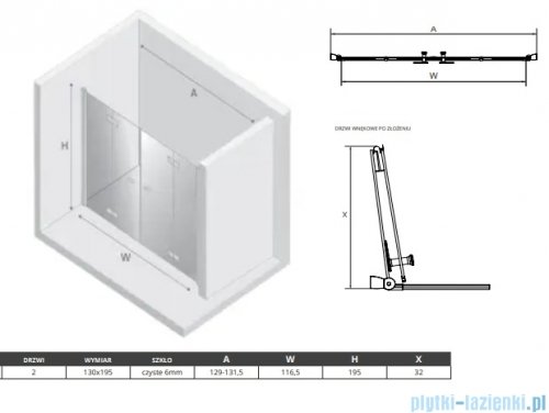 New Trendy New Soleo 130x195 cm drzwi wnękowe składane podwójne szkło przejrzyste D-0258A