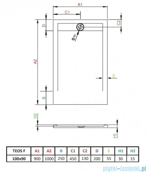Radaway Teos F brodzik 100x90cm cemento HTF10090-74