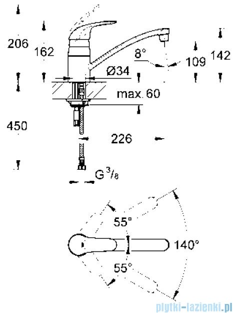 Grohe Euroeco jednouchwytowa bateria zlewozmywakowa DN 15   32750000