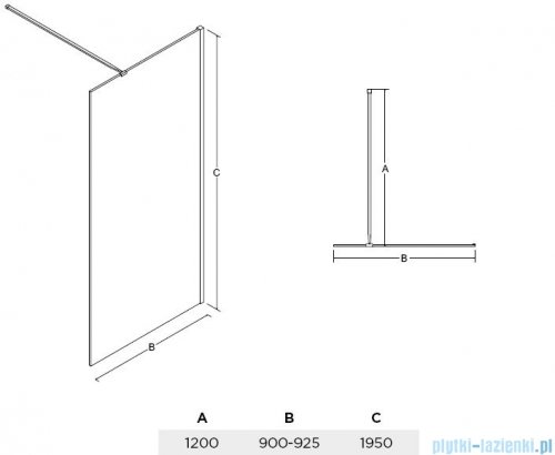 Besco Aveo kabina walk-in 90x195cm przejrzyste AV-90-195-C