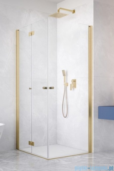 Radaway Nes Brushed Gold KDD B / KDD I kabina 90x100cm lewa szczotkowane złoto przejrzyste 10024090-99-01L/10015100-99-01R