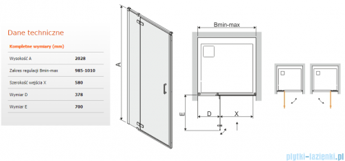 Sanplast Free Line II DJ2/FREEII drzwi skrzydłowe 100x200 cm przejrzyste 600-261-0340-42-401
