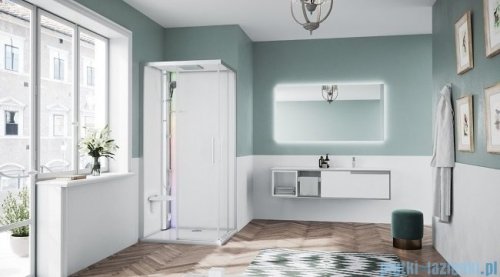 Novellini Glax 1 2.0 kabina z sauna parową 90x70 lewa srebrna  G21A9070SM5-1BB