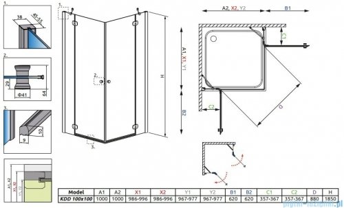 Radaway Torrenta Kdd kabina 100x100 szkło carre 32272-01-10N 