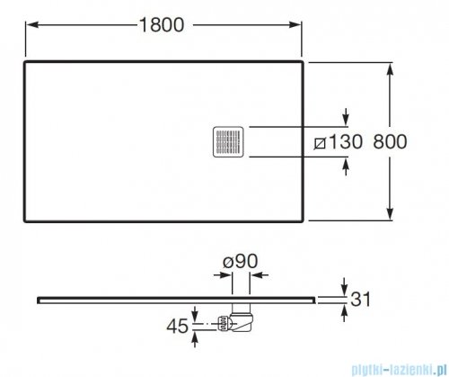 Roca Terran 180x80cm brodzik prostokątny konglomeratowy beżowy AP10170832001650