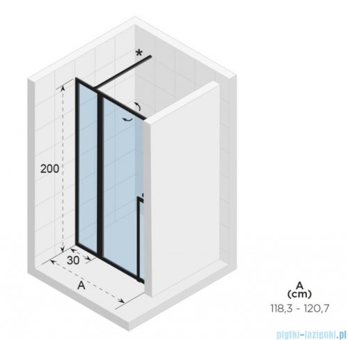 Riho Lucid GD104 drzwi prysznicowe 120x200cm czarne G005005121