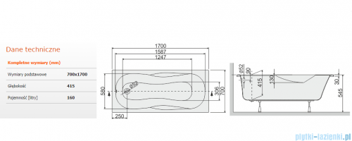 Sanplast AS WP/AS wanna prostokątna 70x170 cm 610-130-0042-01-000