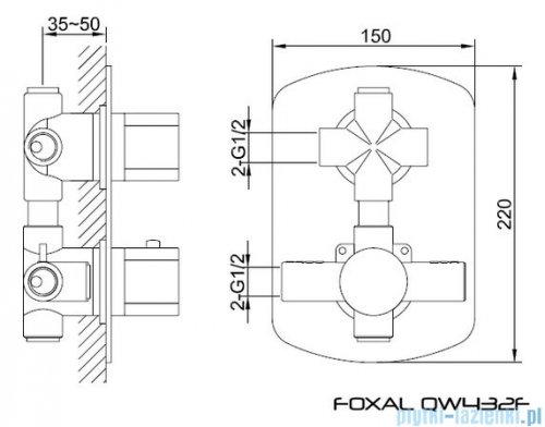 Kohlman Foxal Termostatyczna podtynkowa bateria wannowo-prysznicowa z dwoma wyjściami QW432F