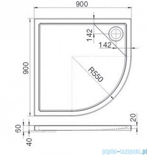 Roca Malaga Brodzik 90x90x4cm Flat rondo R-55 Akryl biały A276259000