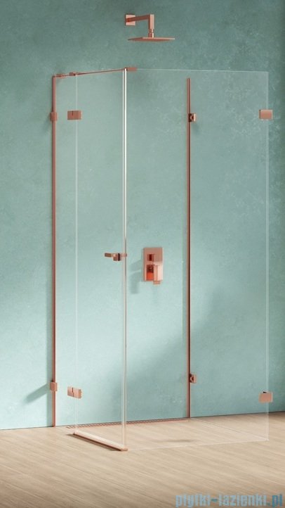 New Trendy Eventa Copper Shine kabina prysznicowa przyścienna z drzwiami bocznymi 90x100x200 przejrzyste Lewa miedź połysk EXK-6511