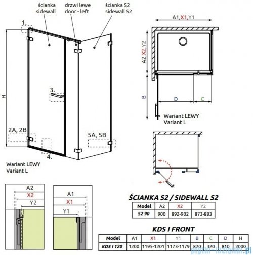 Radaway Arta Kds I kabina 120x90cm lewa szkło przejrzyste 386820-03-01L/386100-03-01L/386111-03-01