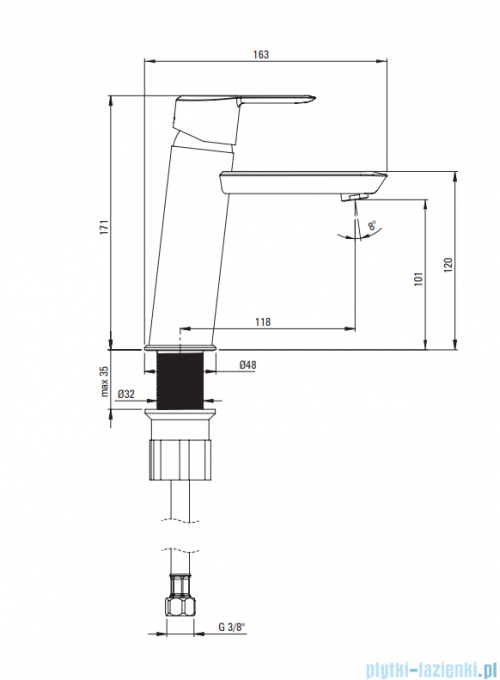 Deante ARNIKA Bateria umywalkowa z ECO-aeratorem 4,5 l/min chrom BQAE020M