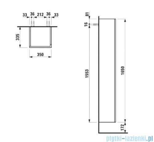 Laufen THE NEW CLASSIC kolumna wysoka 160 cm zawiasy po lewej stronie dąb czerniony H4060610856281