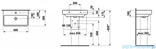 Laufen Pro S Compacto umywalka ścienna z otworem 60x38cm biała H8189590001041