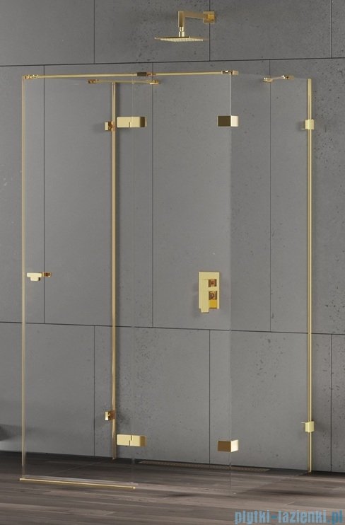 New Trendy Eventa Gold Shine kabina prysznicowa przyścienna 80x80x200 przejrzyste Prawa Złoty połysk EXK-4793