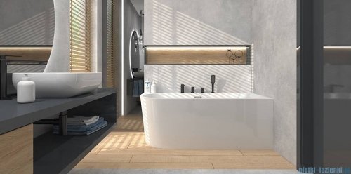 Corsan Intero wanna asymetryczna prawa z półką 170x80 cm biała + syfon E-240XLP
