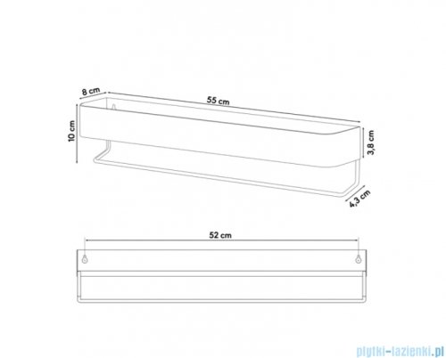 Sealskin Brix Półka z wieszakiem na ręczniki 55 cm biała 800256