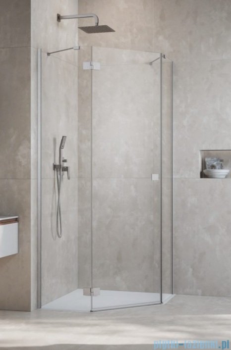 Radaway Essenza Ptj Brushed Nickel kabina pięciokątna 80x80cm lewa szczotkowany nikiel 1385010-91-01L/1385049-01-01
