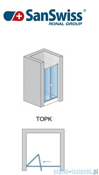 SanSwiss Top-Line Drzwi 2-częściowe 90cm profil połysk TOPK09005007