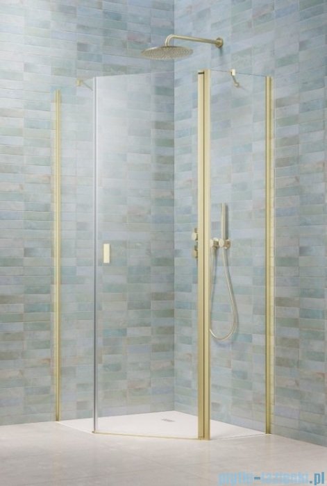 Radaway Nes Brushed Light Gold Ptj kabina pięciokątna 100x80cm prawa szczotkowane jasne złoto 10052000-98-01R/10052200-98-01