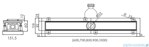 Schedpol Base-Low odpływ liniowy z maskownicą Plate 60x8x6,5cm OLP60/ST-LOW
