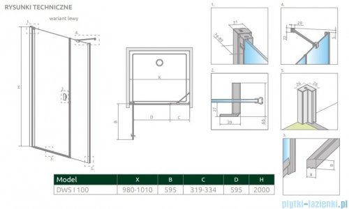 Radaway Nes 8 Dws I drzwi wnękowe 100cm lewe przejrzyste 10078100-01-01L/10078111-01-01