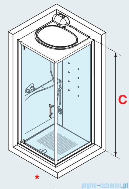 Novellini Eon GF90 kabina kwadratowa z hydromasażem 90x90 EONGF99M1F-1AK