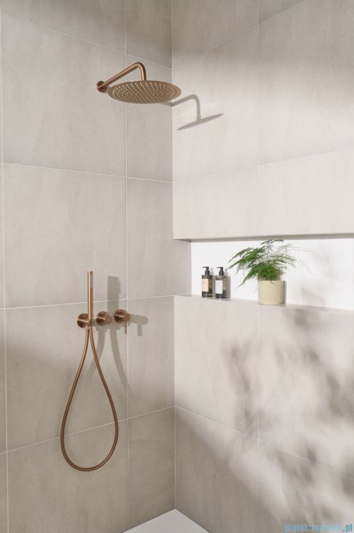 KFA MOZA BRUSHED ROSE GOLD zestaw prysznicowy podtynkowy z baterią 3-otworową 2-funkcyjną miedź szczotkowana 5039-511-34
